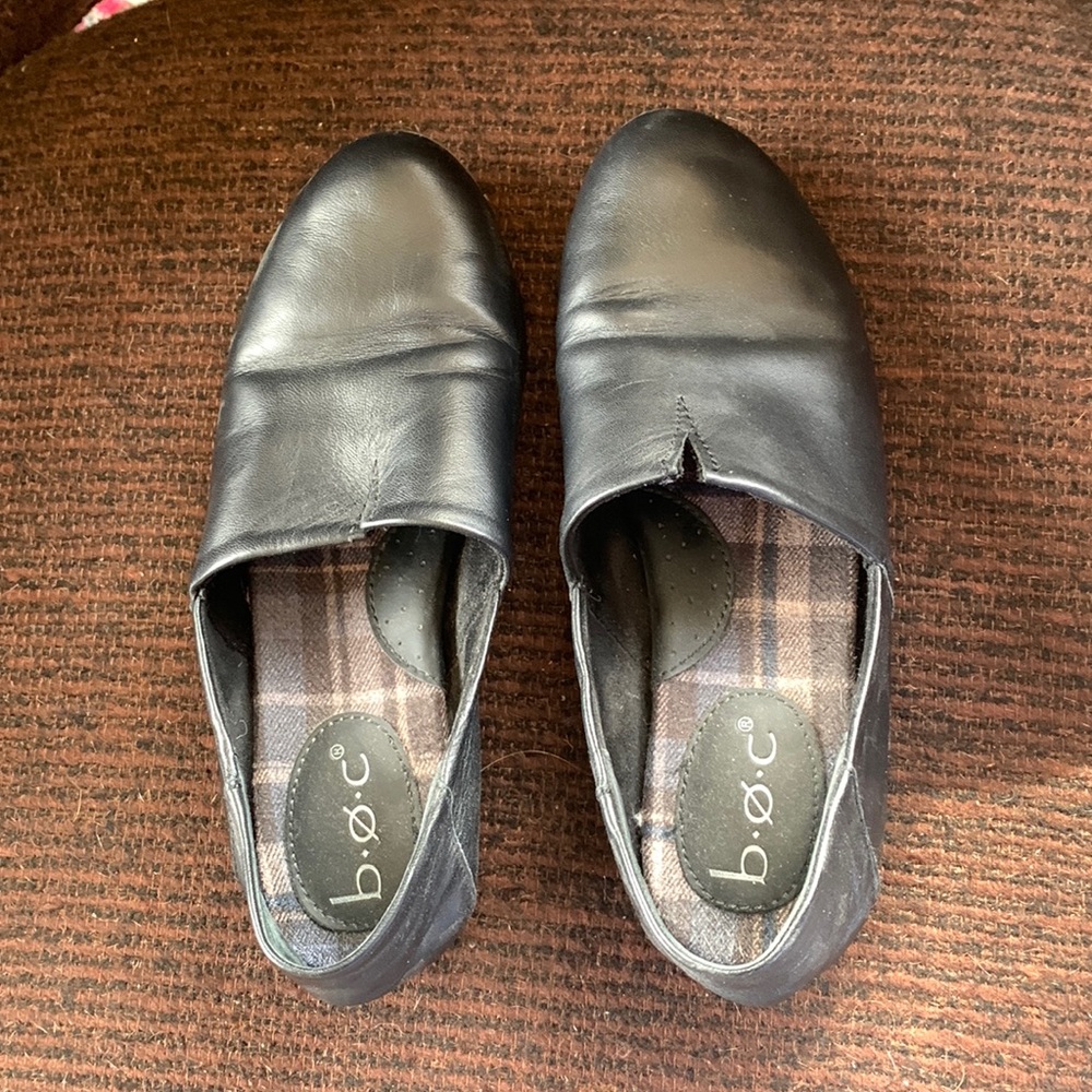 Black Leather Slip On